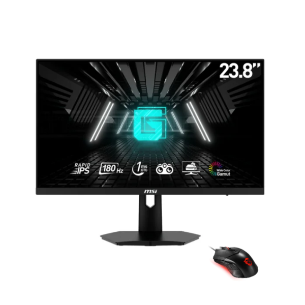 MONITOR 23.8" MSI G244F E2 GAMING FLAT 180HZ IPS + MOUSE